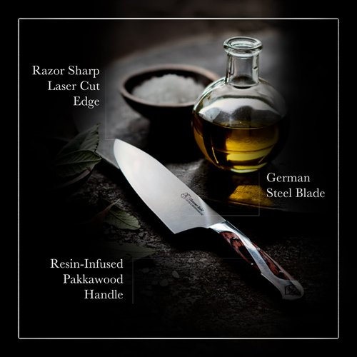 Hammer Stahl 10-Inch High Carbon Chef Knife | Versatile Cooking Knife for Chopping, Slicing & Precision Cutting | German Forged Sharp Kitchen Knife | Ergonomic Quad-Tang Pakkawood Handle & Gift Box