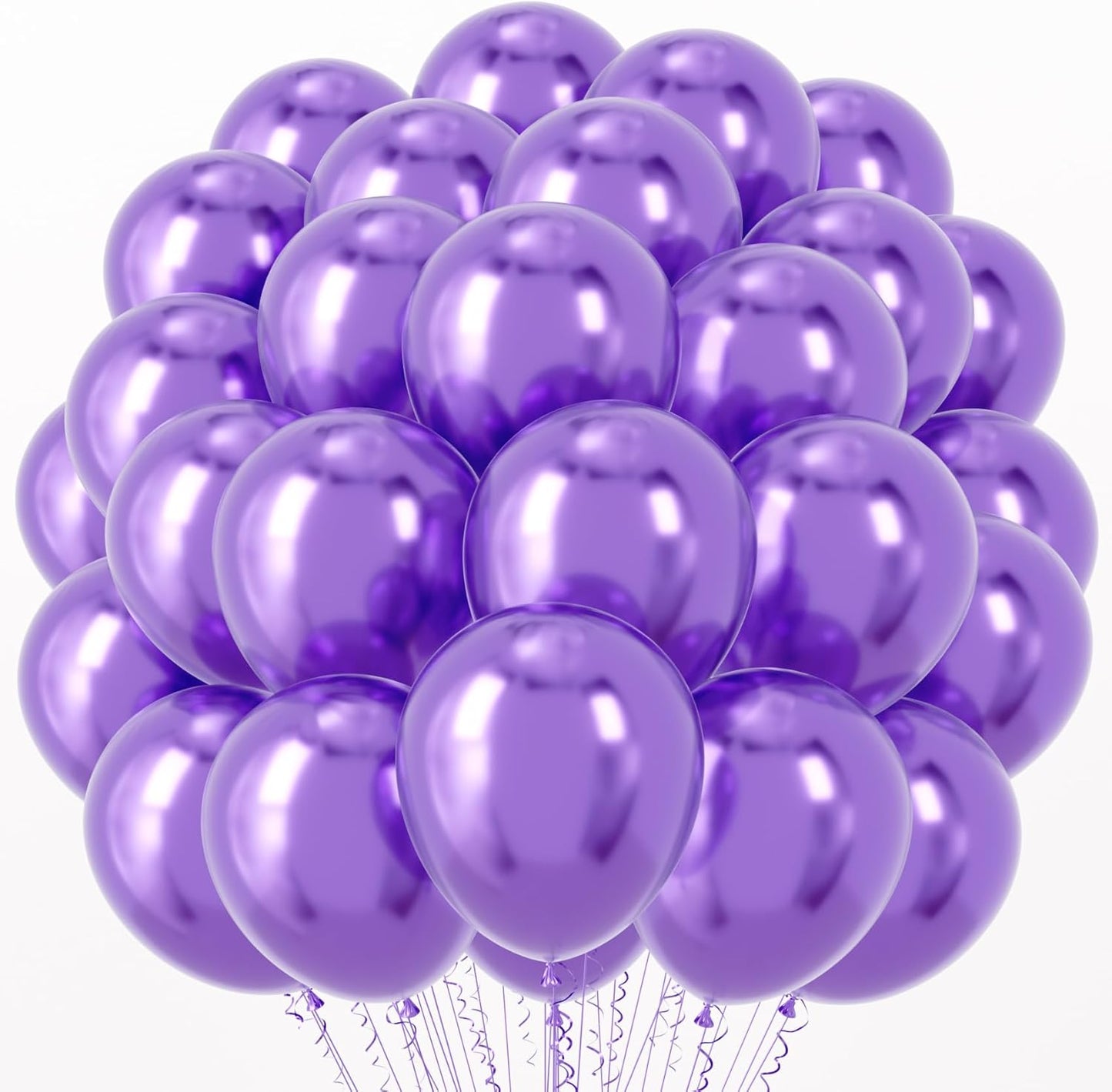 Voircoloria Metallic Purple Balloons - 12-Inch Chrome Latex Party Balloons | 66-Pack for Celebrations
