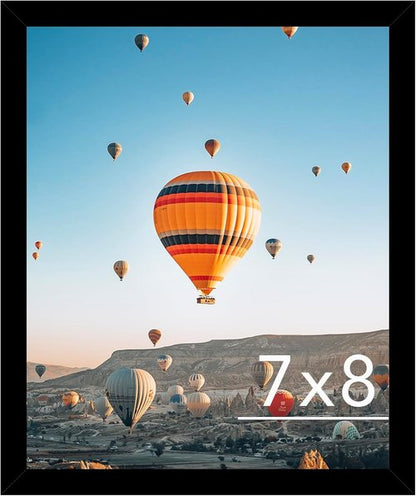 JCJMY 7x8 Picture Frame - Black Wall Mount or Tabletop Display | Shatter-Resistant Plexiglass