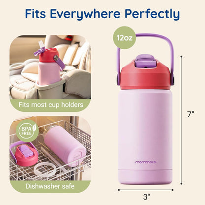 Mommore Kids Water Bottle - 12 Oz Insulated Stainless Steel, Leakproof & BPA-Free, Unicorn Design
