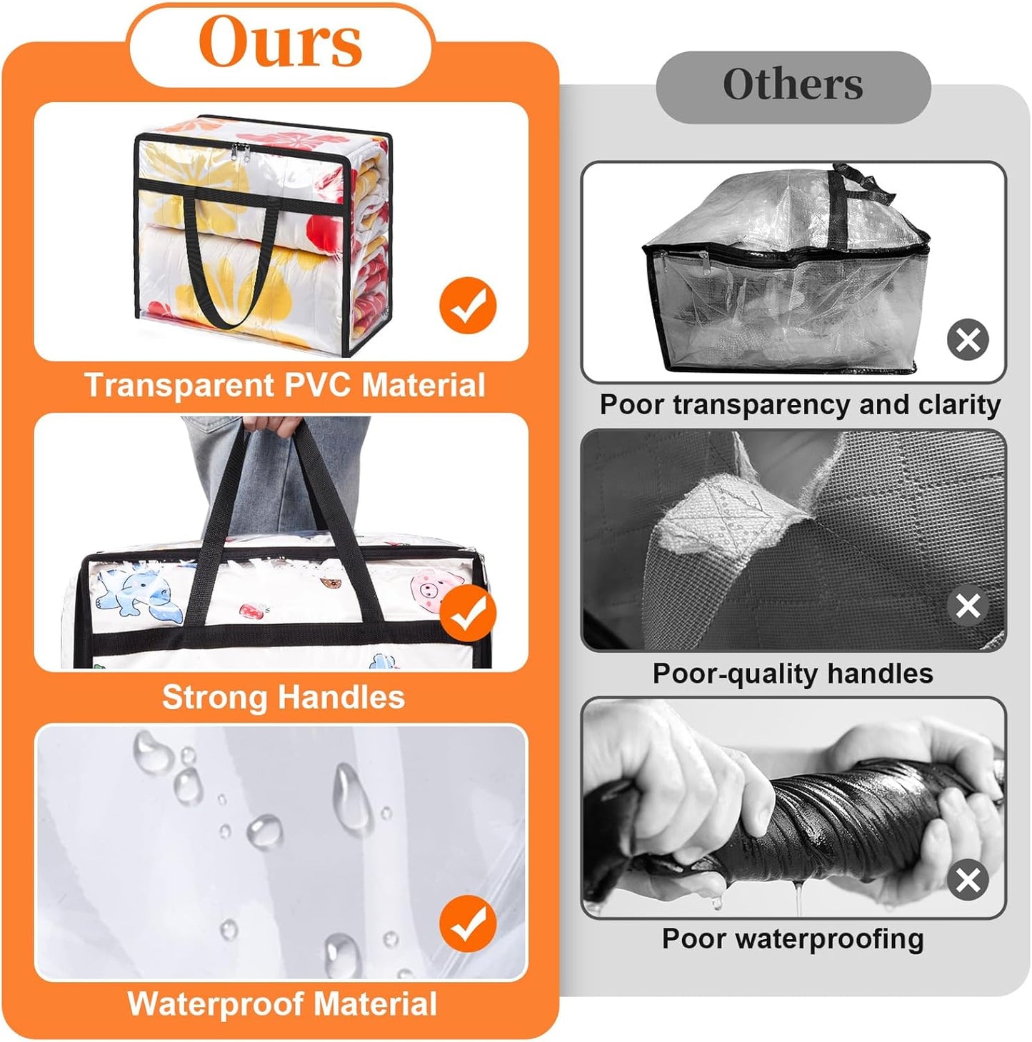 SpaceTrove Clear Storage Bags - Heavy-Duty Under Bed Organizers | 4 Pack for Comforters, Bedding & Toys, 40L