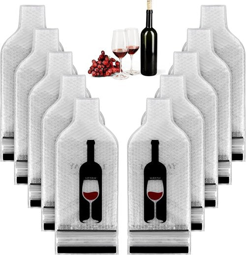 10 Sets Wine Bags for Travel, Reusable Wine Bottle Travel Protector Bags, Double Layer Leak Proof Wine Travel Bags for Wine Bottles Airplane Car Cruise Safety Impact Resist, Wine Sleeves for Suitcase