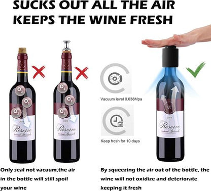 2pcs Vacuum Wine Stoppers for Wine Bottles,Vacuum Extruded Wine Bottle Stopper with Time Scale Reminder