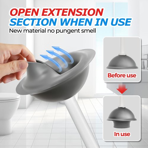 FORASTO Toilet Plunger with Holder,Plungers for Bathroom with Holder,Heavy Duty Plunger with Cover,Bathroom Decor，Bathroom Accessories，Toilet Bowl Cleaners,Pearl White
