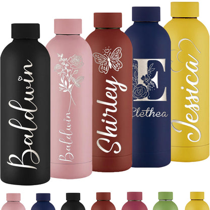 Personalized Water Bottles Custom Insulated Engraved Sports Bottles Personalized Name Logo Photo 16oz Customized Stainless Steel Bottle Cup Keep Cold Hot Office Birthday Gift for Men Women |7 Colors