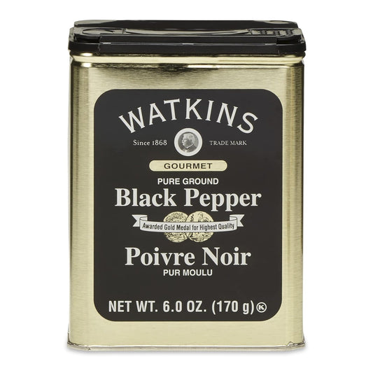Watkins Gourmet Black Pepper Spice Tin - Pure Ground Flavor, 6 oz. | Perfect for Cooking