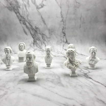 Skiennix Classic Mini 2.7” Greek Bust | Beethoven Sculpture - Home Décor Resin Figure Set (7 Pieces)