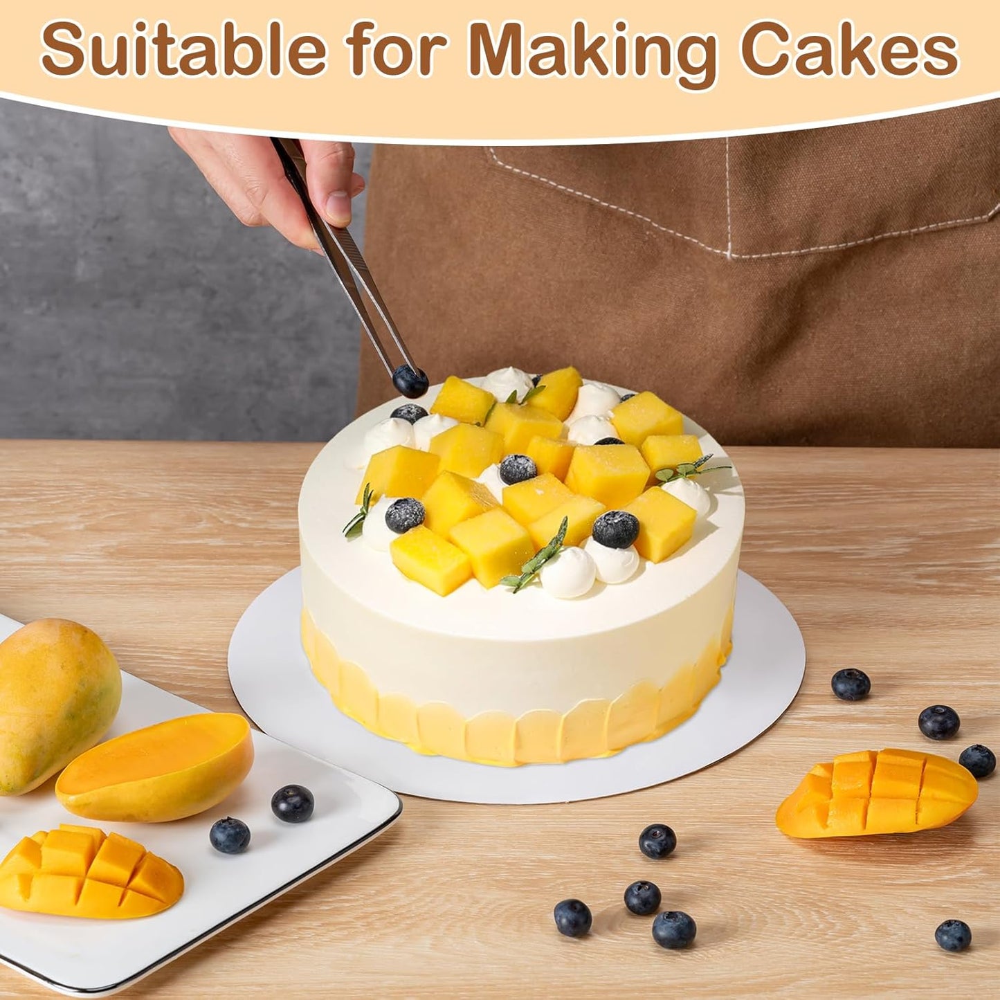 Skiennix 10-Inch Round Cake Boards - 6 Pcs Waterproof & Oil-Proof Food-Grade Cardboard for Weddings & Desserts