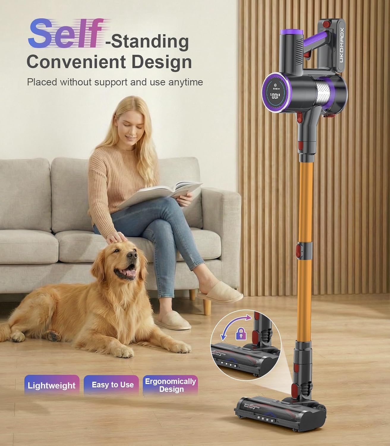 Skiennix Cordless Stick Vacuum Cleaner - Powerful 550W Suction | 45 Minutes Runtime, Lightweight & Wireless for Home & Pet Hair