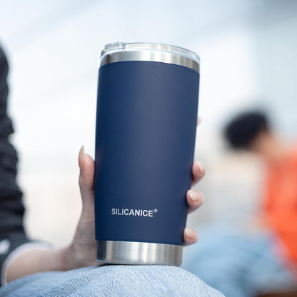 Skiennix Coffee Tumbler - 20 oz Double Wall Stainless Steel Travel Mug with Slider Lid | Navy Blue