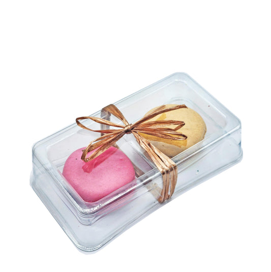 Pastry Chef's Boutique - Clear Plastic French Macarons Small Gift Boxes - Holds 2 Macarons - Cavity Size 1.76'' x 1'' - Pack of 20