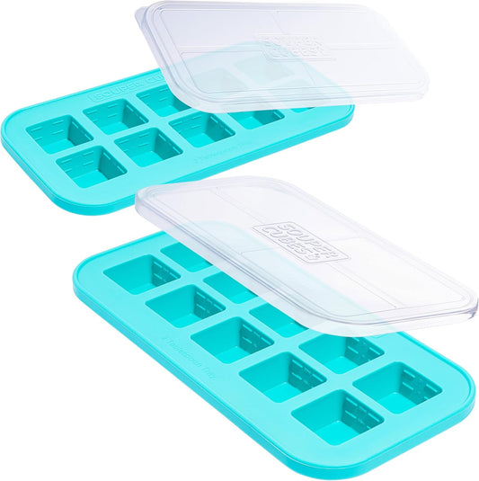 Souper Cubes Silicone Freezer Molds - Ideal for Storing Garlic, Herbs, and Purees - Aqua | 2-Pack