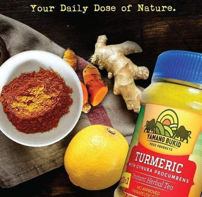 Turmeric Tea 10-in-1 Instant Powder drink w/ Gynura Procumbens Curcuminoids Curcumin Healthy natural herbs and spices Ginger, Lemongrass, Moringa, Naturall (1 Pack)_AB