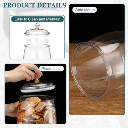 Nuogo 6 Pcs Clear Plastic Candy & Cookie Jars - Airtight Decorative Storage Canisters | 42 oz Classic