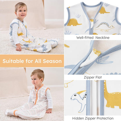 Yoofoss Baby Sleep Sack | 100% Organic Cotton Wearable Blanket for 12-18 Months | 3-Pack, Lightweight & Comfy