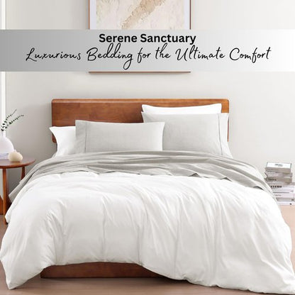 LANE LINEN 100% Organic Cotton Grey (White Dot) Full-Sheets Set 4-Piece Long Staple Percale Weave Bedding Sheets for Bed Breathable Fits Mattress Upto 15in Deep
