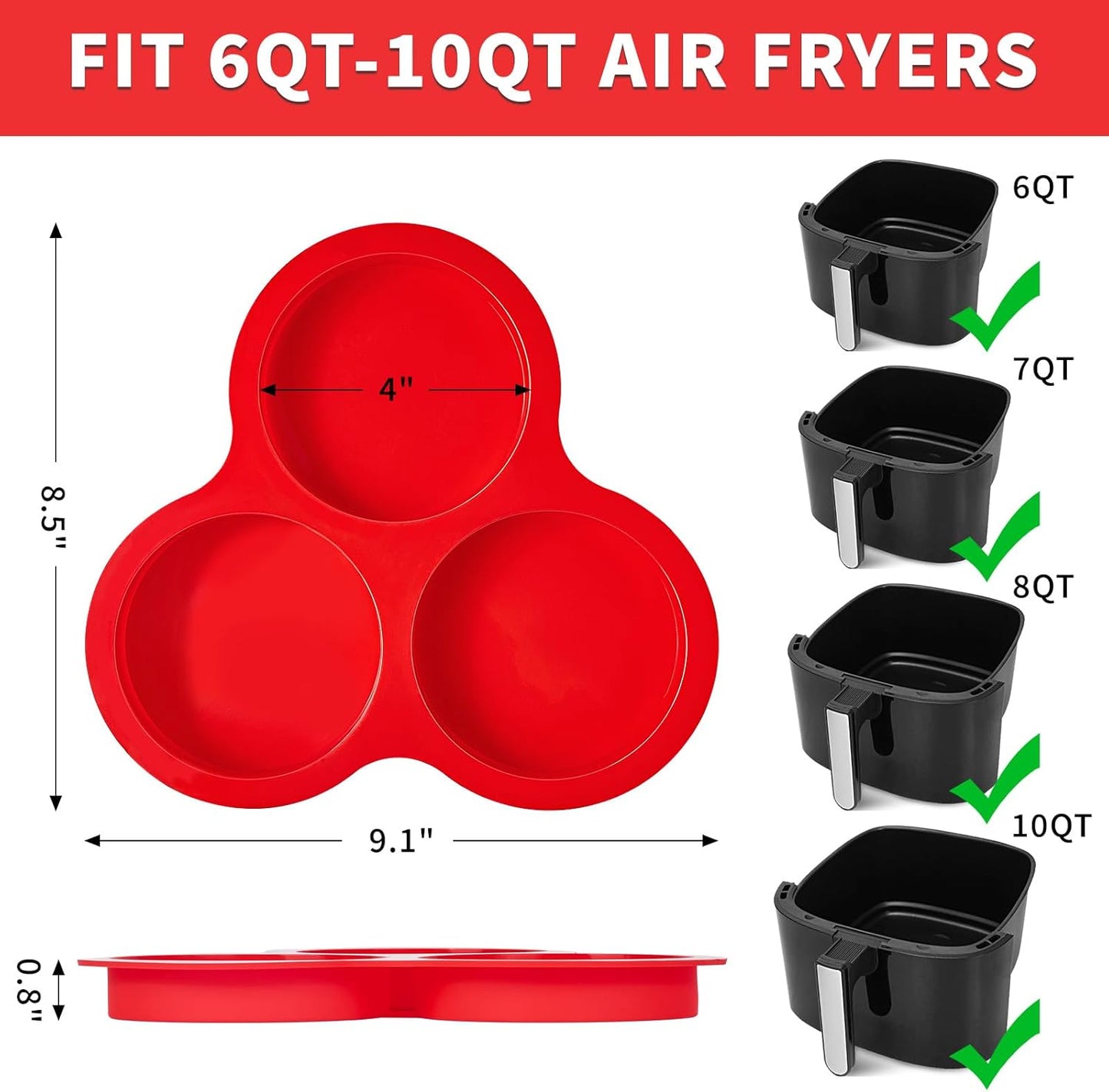 Puyeipt Silicone Egg Molds - 4 Inch Jumbo Round Muffin Pans for Breakfast Sandwiches & Egg Bites