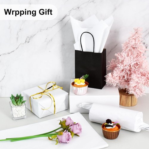 BEISHIDA 100 Sheets White Tissue Paper Bulk, Wrapping Tissue Paper for Gift Bags, 14 x 20 Inch Gift Wrap for Halloween Birthday Wedding Graduation DIY Crafts Holiday Flowers