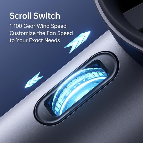JISULIFE Portable Handheld Fan - Adjustable Speed Turbo Mini with 3600mAh Battery | Rechargeable, Blue