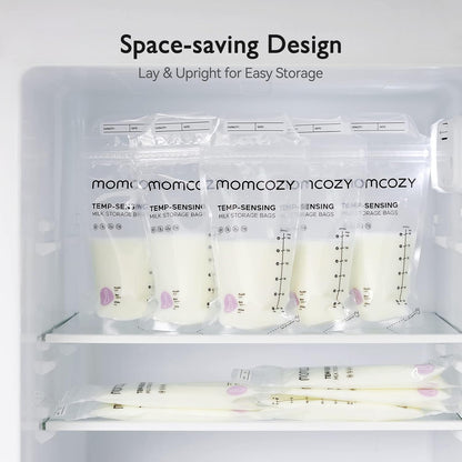 Momcozy Breastmilk Storage Bags - Temp-Sensing, No-Leak Design | 6 Ounce, 120 Count Pouches