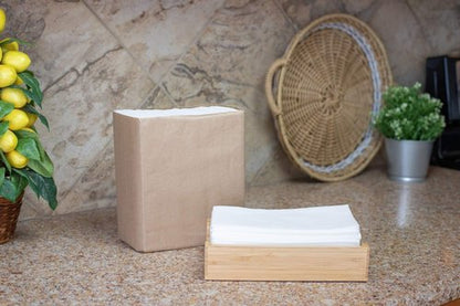 50 Paper Towels Cloth-Like Hand Tissue Paper Napkins, Disposable Hand Towels for Bathroom Guests, Disposable Face Towel for Guest, Washcloths or Dinner Napkin, Made in USA, White