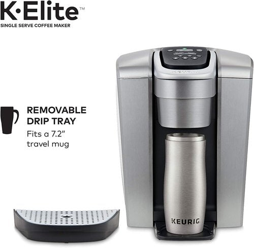Keurig C K-Elite Single Serve K-Cup Pod Brewer - Iced Coffee Capability & 75oz Brushed Silver Filter Bundle