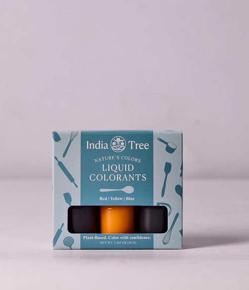 India Tree Nature’s Colors Natural Liquid Food Coloring Set - Plant-Based, Allergen-Free, 3 Bottles (Red, Yellow, Blue) 1.265 oz