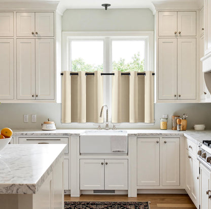 MIULEE Short Curtains - Cream Beige Blackout Thermal Insulated Drapes for Kitchen & Bathroom | 40" x 36" (2 Panels)
