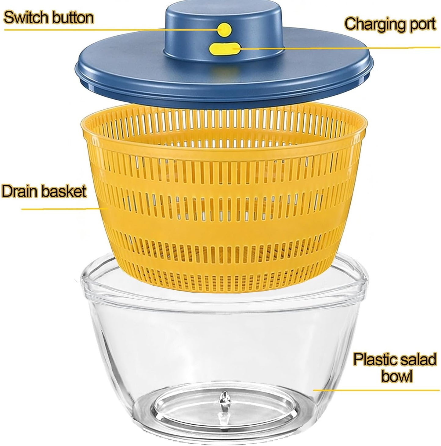 Skiennix Large Salad Spinner - 3-in-1 Vegetable Wash Bowl & Lettuce Cleaner | 4.22Qt Quick Drainage Mixer