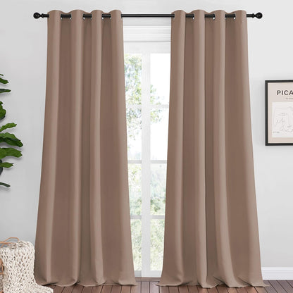 NICETOWN Blackout Curtains - Thermal Insulated Drapes Set of 2 | 55x102 Inch, Cappuccino