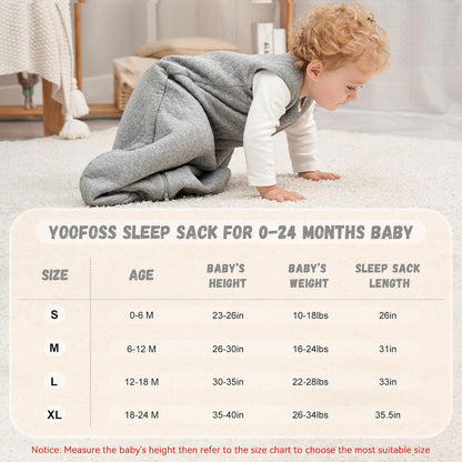 Yoofoss Baby Sleep Sack - 100% Organic Cotton Wearable Blanket for 0-6 Months | TOG 2.5, Warm Quilted Design