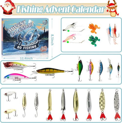 Advent Calendar 2025 - 24 Days Christmas Countdown Fishing Lures Set | Perfect Gifts for Teens & Adults
