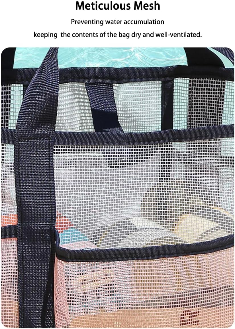 NAJIAKA Portable Mesh Shower Caddy Bag - Pink Organizer with 8 Pockets for College, Beach, Gym & Travel