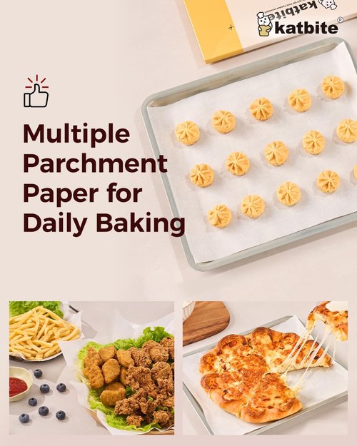Katbite 200PCS Heavy Duty Parchment Paper Sheets - 12x16 Inch for Baking, Cooking & Frying