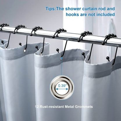 Amazer Light Gray Shower Curtain Liner, Light Gray Fabric Shower Liner, 2-in-1 Bathroom Shower Curtain and Liner, 12 Grommet Holes, Water Proof, Machine Washable, Hotel Quality, 72 x 72 Inches