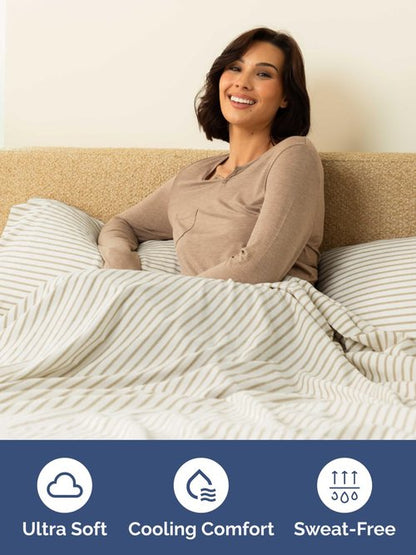 Extra Deep Twin XL Fitted Sheet - Hotel Luxury Single Fitted Sheet Only - Easily Fits 18 inch to 24 inch Mattress - Ultra Soft, Wrinkle Free w/Extra Deep Pockets - Breathable & Comfy - Beige Stripes