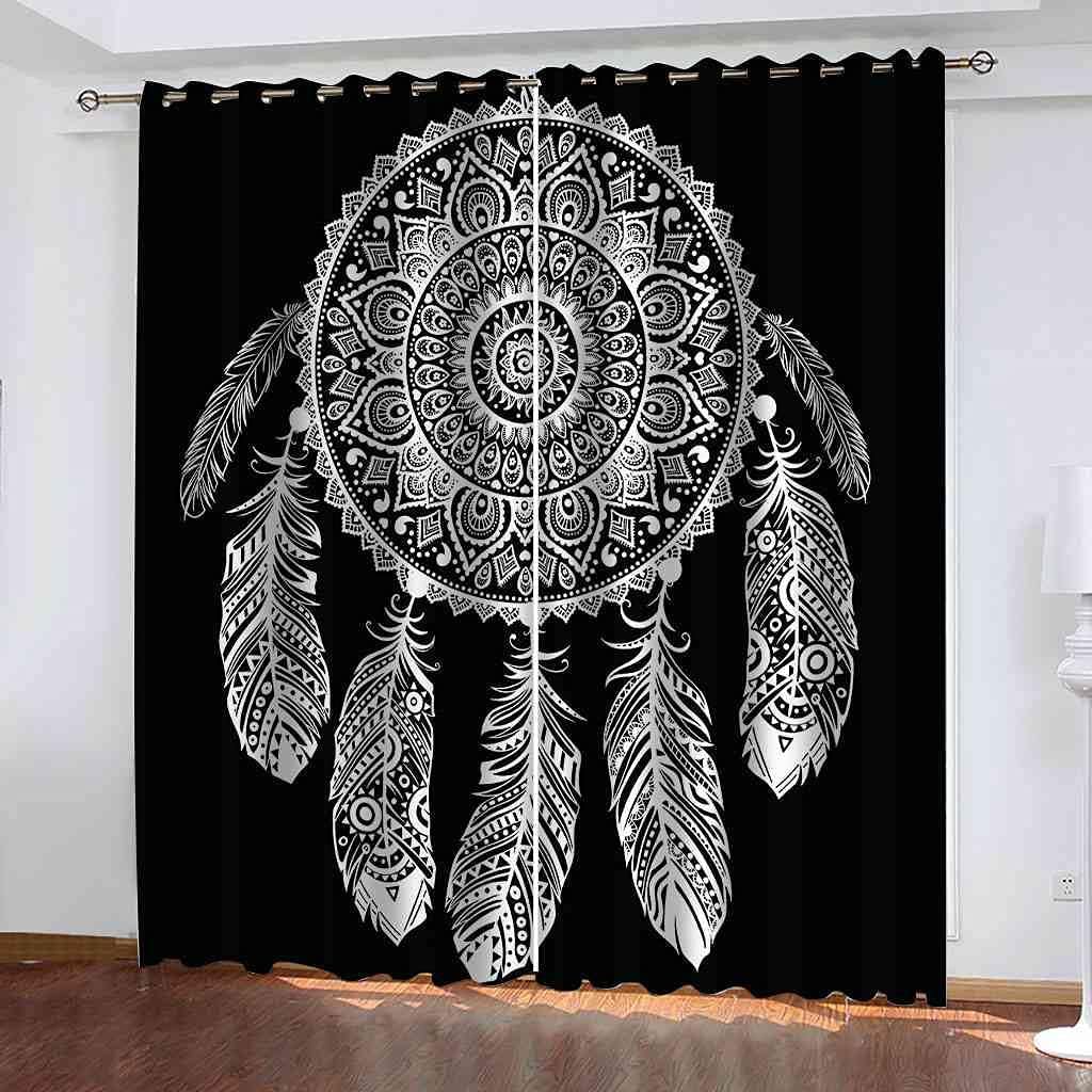 Skiennix Printed Blackout Curtains - Colorful Dream Catcher Art | Thermal Insulated Drapes, 2 Panel Set (46'' x 54'', 92'' x 54'')