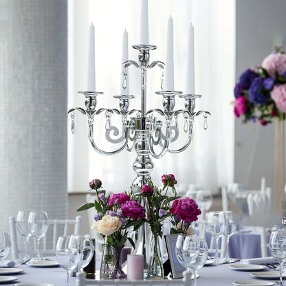 Skiennix 5-Arm Candle Holder - 20.3'' Tall Metal Candelabra for Elegant Home & Wedding Decor | Silver