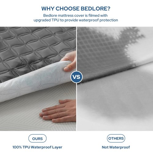 2 Pack Waterproof Mattress Protector, Queen Size Mattress Pad Noiseless with Deep Pocket Fitted for 6"-18", Soft Breathable Dirt-Proof Bed Mattress Cover Washable for Home, Bedroom, Hotel (Gray)