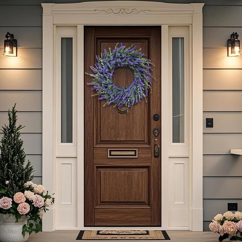Eucalyptus & Lavender Wreath by Skiennix - 26'' Large Artificial Floral Decor for All Seasons | Purple