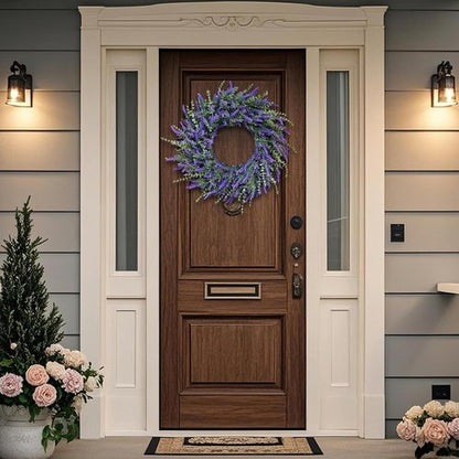 Eucalyptus & Lavender Wreath by Skiennix - 26'' Large Artificial Floral Decor for All Seasons | Purple