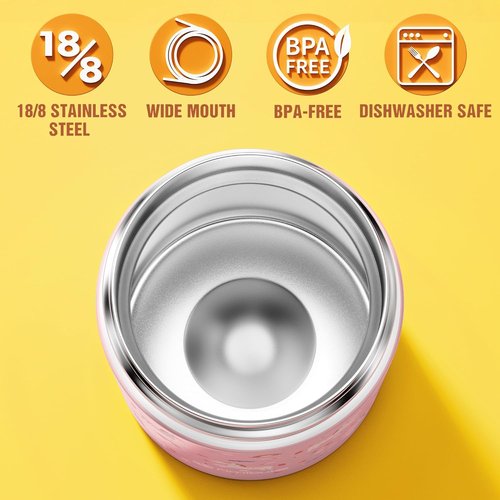 Fimibuke Insulated Kids Food Jar - 12 Oz BPA-Free Stainless Steel | Leakproof Vacuum Lunch Container for School
