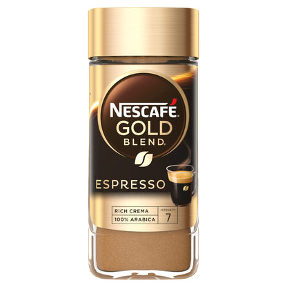 NESCAFE Instant Espresso In Jar, 3.5 Ounce Imported From The UK England Strong Tasting Rich Coffee With Velvety Coffee Crema British Instant Coffee