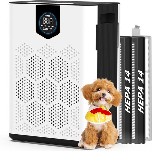 DAYETTE Air Purifier - HEPA 14 Filter for Large Rooms Up to 3000 Ft² | Pet-Friendly, Odor Eliminator, White