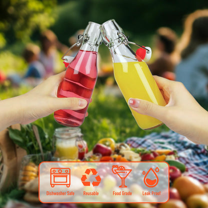 NEWMIAO 12 Pack 8 oz Swing Top Glass Bottles, 250 ml Glass Beer Bottles with Airtight Flip Lids Rubber Seal for Vanilla Extract, Home Brewing, 2nd Fermentation, Kombucha, Juice, Soda, Limoncello