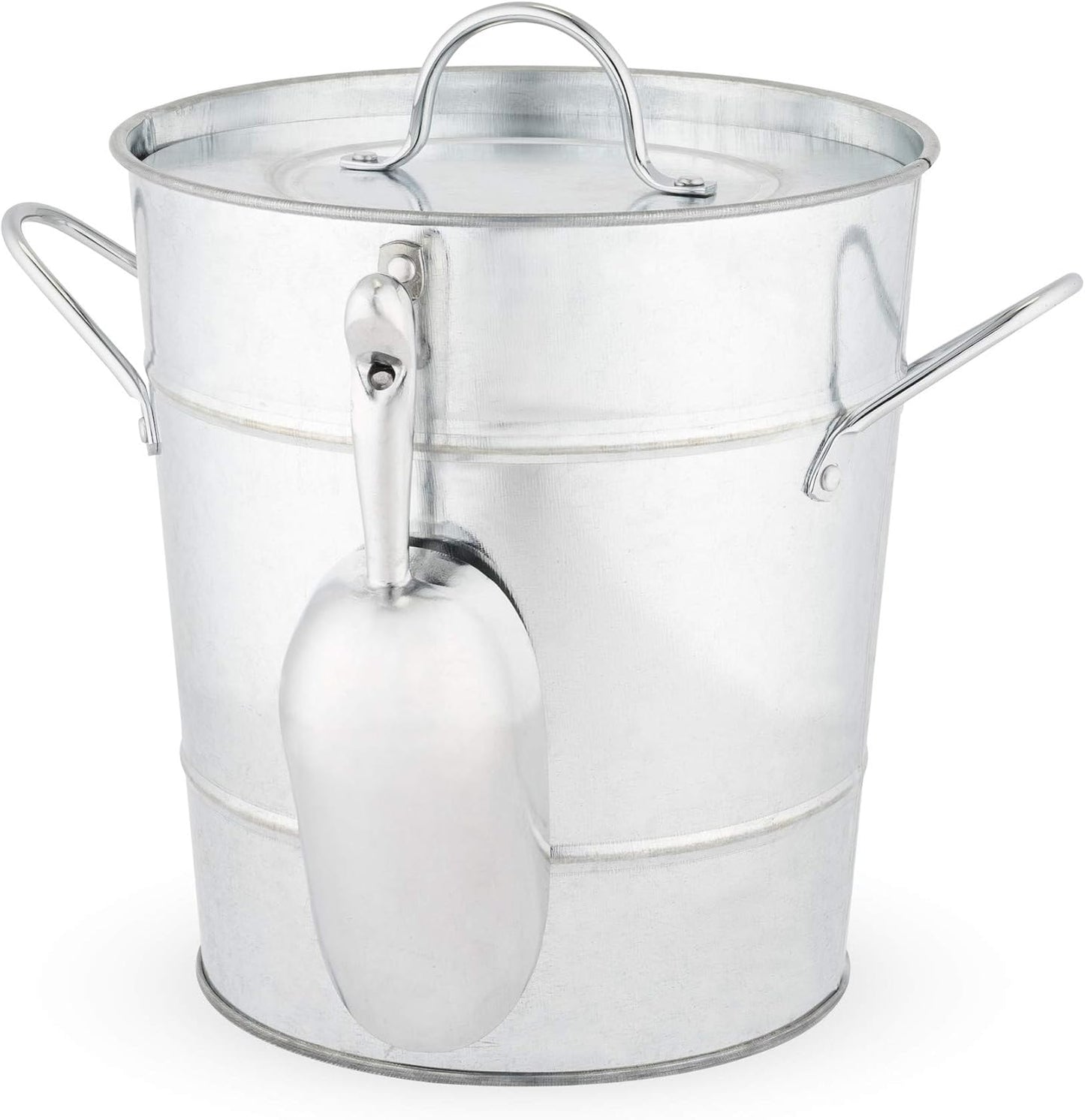 Twine Insulated Ice Bucket With Lid & Scooper for Parties - Galvanized Metal Bucket Cooler & Drink Tub Holds 1 Gallon