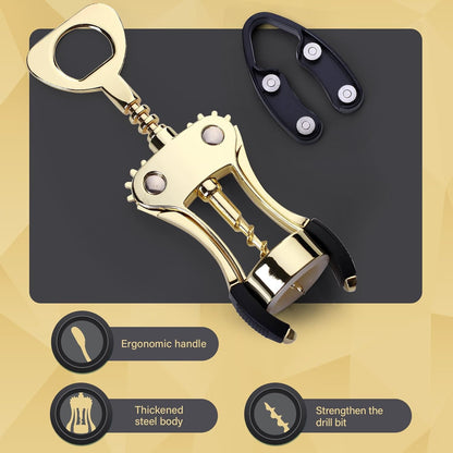 Wine Opener, Zinc Alloy Premium Wing Corkscrew Wine Bottle Opener with Multifunctional Bottles Opener, Upgrade