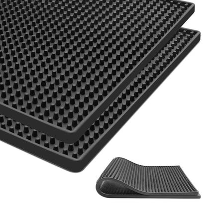 2 Pack Large Bar Mat for Countertop 12X24'', Thicker Rubber Coffee Bar Mat, Dish Drying Mat, Kitchen Mat for Countertop, Non-slip and Easy to Clean