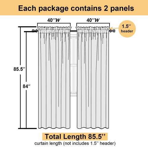 Lecloud Charcoal Grey Sheer Curtains 84 Inches Long 2 Panels, Voile Airy Light Filtering Curtains for Living Room Bedroom, Dual Rod Pocket Sheer Window Treatments Drapes, Each Panel 40" W x 84" L