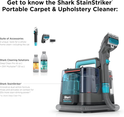 Shark StainStriker Portable Carpet & Upholstery Cleaner - Spot & Stain Eliminator with Tools & Solutions, Charcoal